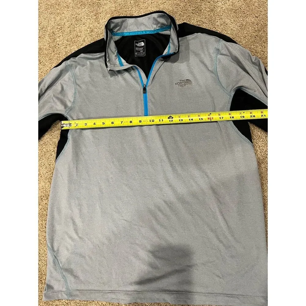 The North Face Pullover Mens L‎ Gray Blue Mountain Athletics 1/4 Zip FlashDry-XD
